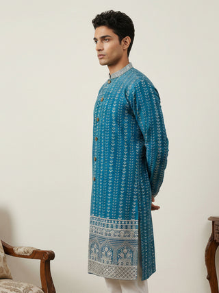 Designer Embroidery Silk Blend Kurta for Men