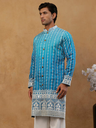 Designer Embroidery Silk Blend Kurta for Men