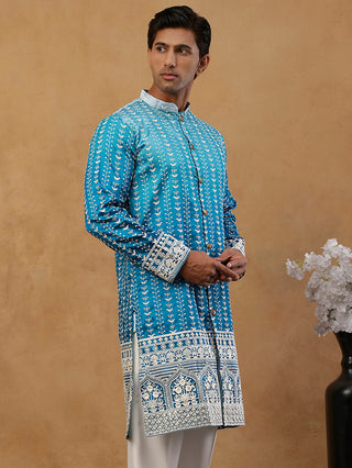 Designer Embroidery Silk Blend Kurta for Men