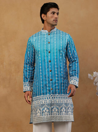 Designer Embroidery Silk Blend Kurta for Men