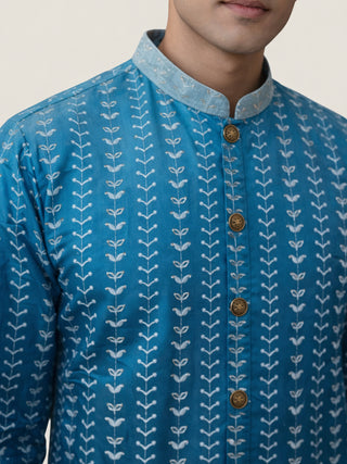 Designer Embroidery Silk Blend Kurta for Men