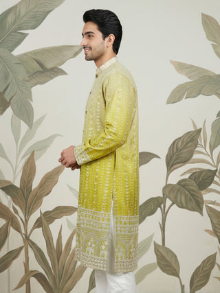 Designer Embroidery Silk Blend Kurta for Men