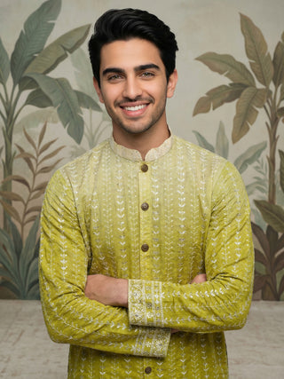 Designer Embroidery Silk Blend Kurta for Men