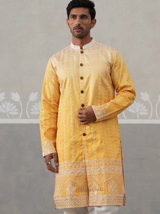 Designer Embroidery Silk Blend Kurta for Men