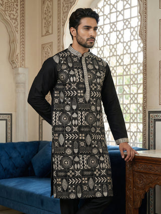 Silk Blend Embroidered Kurta