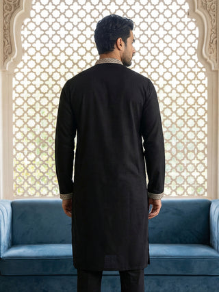 Silk Blend Embroidered Kurta
