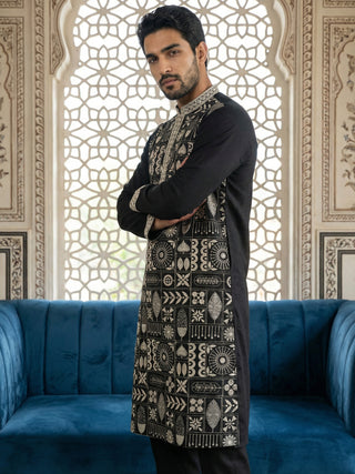 Silk Blend Embroidered Kurta