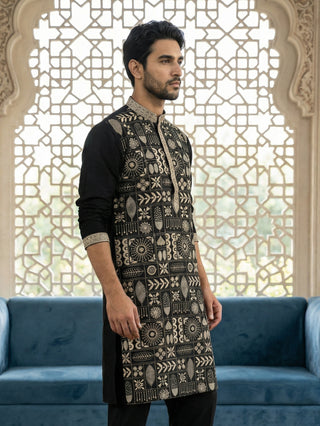 Silk Blend Embroidered Kurta
