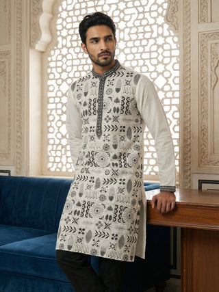 Silk Blend Embroidered Kurta