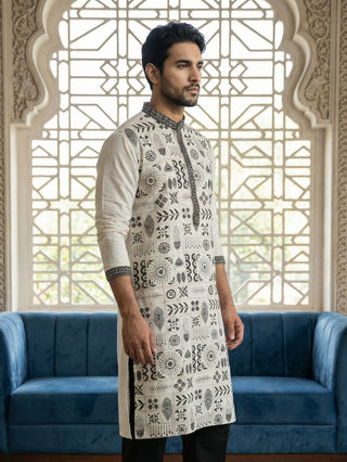 Silk Blend Embroidered Kurta