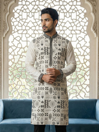 Silk Blend Embroidered Kurta