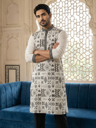 Silk Blend Embroidered Kurta