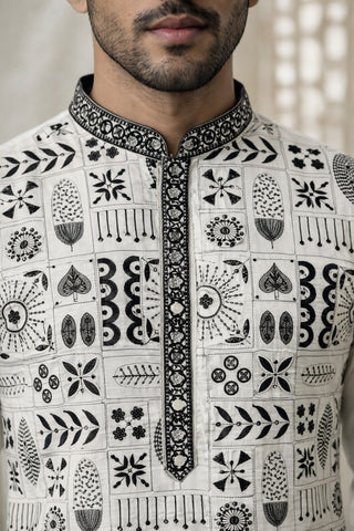 Silk Blend Embroidered Kurta