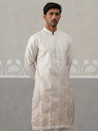 Silk Blend Mirror Work Kurta