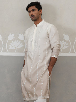 Silk Blend Mirror Work Kurta