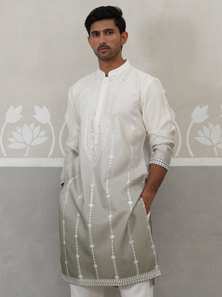 Silk Blend Mirror Work Kurta