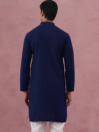 Traditional Cotton Blend Embroidered Kurta