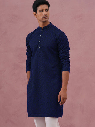 Traditional Cotton Blend Embroidered Kurta