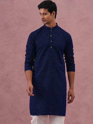 Traditional Cotton Blend Embroidered Kurta