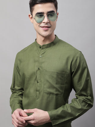 Jompers Men's Cotton Solid Kurtas