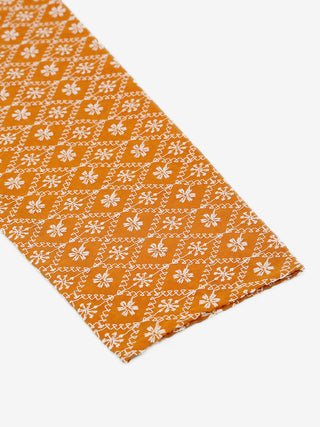Men's Mustard & White Embroidered Straight Kurtas