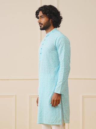 Jompers Men's Sky Embroidered Kurta Only