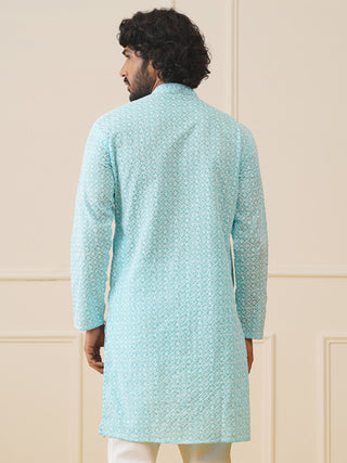 Jompers Men's Sky Embroidered Kurta Only