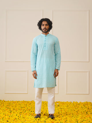 Jompers Men's Sky Embroidered Kurta Only