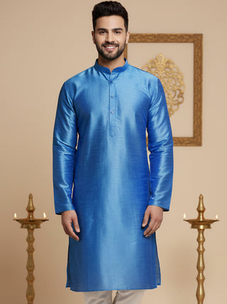 Men Blue Dupion Silk Kurta