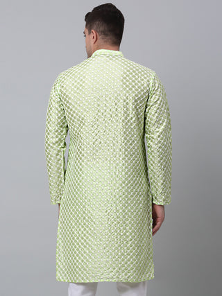 Jompers Men Green Chikankari Kurta Only