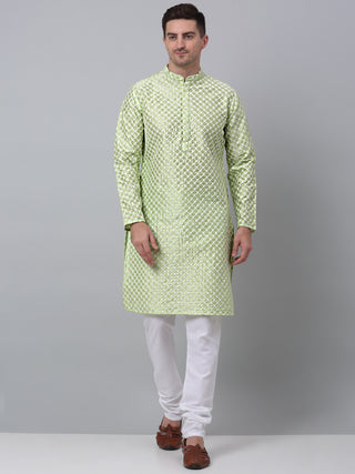 Jompers Men Green Chikankari Kurta Only