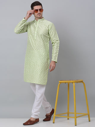 Jompers Men Green Chikankari Kurta Only