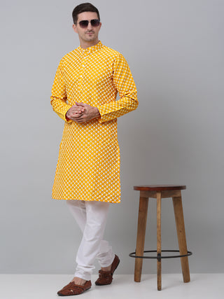 Jompers Men Mustard Chikankari Kurta Only