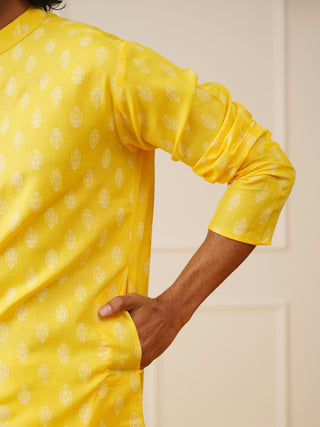 Men's Cotton Floral printed kurta only