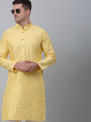 Lemon Mirror Work Kurta Only