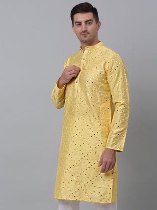 Lemon Mirror Work Kurta Only