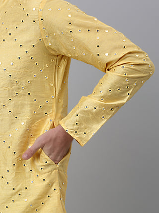 Lemon Mirror Work Kurta Only