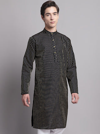 Men Black Embroidered Design Kurta