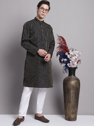 Men Black Embroidered Design Kurta