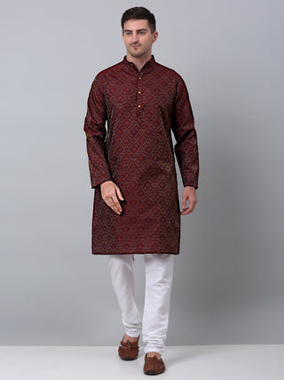 Men Maroon Floral Printed Kurta Only