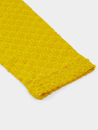 Men Yellow Chikankari Embroidered and Sequence Kurtas.