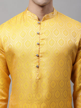 Men Ethnic  Yellow Woven Design Kurtas