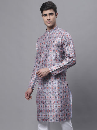 Men's Blue Digital Printed Kurtas