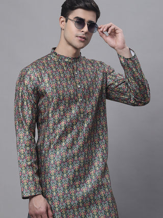 Men's Olive Green Digital Printed Kurtas