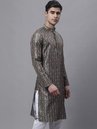 Men's Olive Green Digital Printed Kurtas