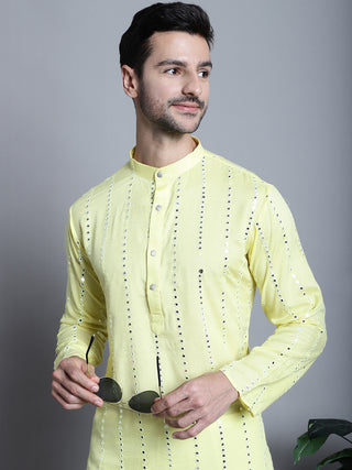 Men's Embroidered Mirror Work Kurta Only