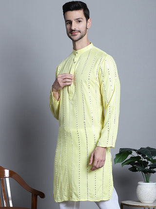 Men's Embroidered Mirror Work Kurta Only