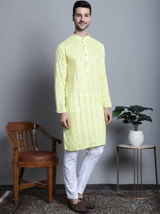 Men's Embroidered Mirror Work Kurta Only