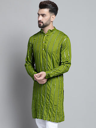 Men's Embroidered Mirror Work Kurta Only