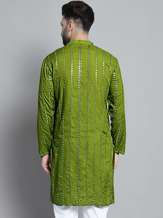 Men's Embroidered Mirror Work Kurta Only